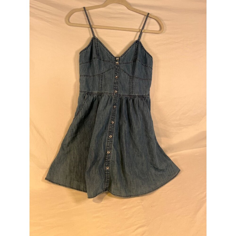 Express Womens Denim Button-Front Mini Dress Size S With Pockets - Picture 3 of 10